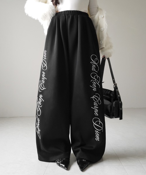 me+em select(ミームセレクト)の「【 3color 】レタリングロゴ刺繍ワイドスウェットパンツ / lettering logo embroidery wide sweatpants(スウェットパンツ・レディース・グレー/ブラック/ピンク・FREE)」の10枚目の写真