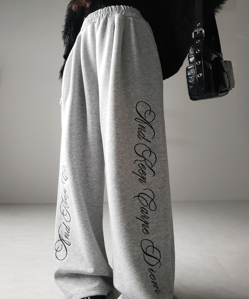 me+em select(ミームセレクト)の「【 3color 】レタリングロゴ刺繍ワイドスウェットパンツ / lettering logo embroidery wide sweatpants(スウェットパンツ・レディース・グレー/ブラック/ピンク・FREE)」の15枚目の写真