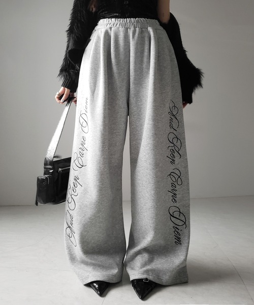 me+em select(ミームセレクト)の「【 3color 】レタリングロゴ刺繍ワイドスウェットパンツ / lettering logo embroidery wide sweatpants(スウェットパンツ・レディース・グレー/ブラック/ピンク・FREE)」の17枚目の写真