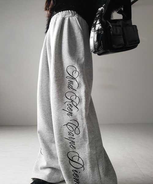 me+em select(ミームセレクト)の「【 3color 】レタリングロゴ刺繍ワイドスウェットパンツ / lettering logo embroidery wide sweatpants(スウェットパンツ・レディース・グレー/ブラック/ピンク・FREE)」の19枚目の写真