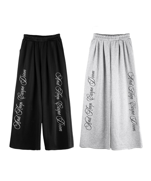 me+em select(ミームセレクト)の「【 3color 】レタリングロゴ刺繍ワイドスウェットパンツ / lettering logo embroidery wide sweatpants(スウェットパンツ・レディース・グレー/ブラック/ピンク・FREE)」の4枚目の写真