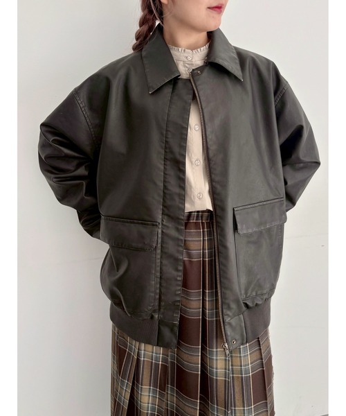 SM2（エスエムツー）の「フェイクレザーブルゾン（ブルゾン・レディース・ブラック/ブラウン・F）」の2枚目の写真