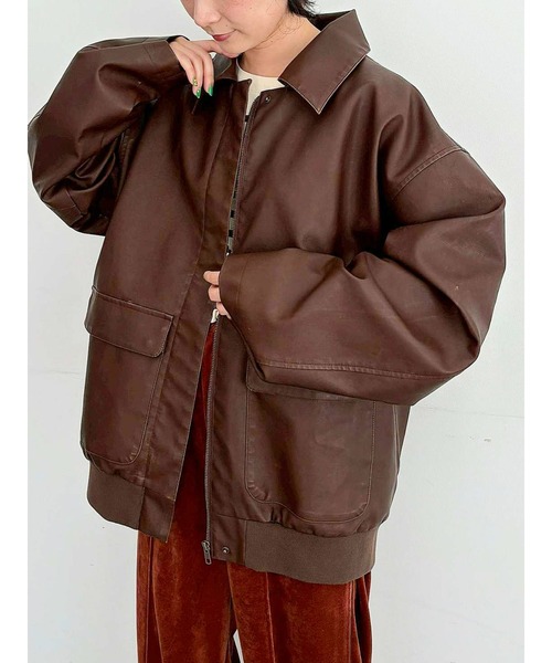 SM2（エスエムツー）の「フェイクレザーブルゾン（ブルゾン・レディース・ブラック/ブラウン・F）」の12枚目の写真
