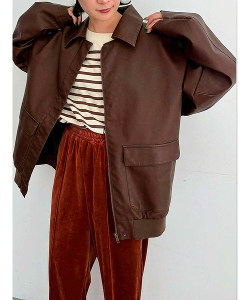 SM2（エスエムツー）の「フェイクレザーブルゾン（ブルゾン・レディース・ブラック/ブラウン・F）」の20枚目の写真