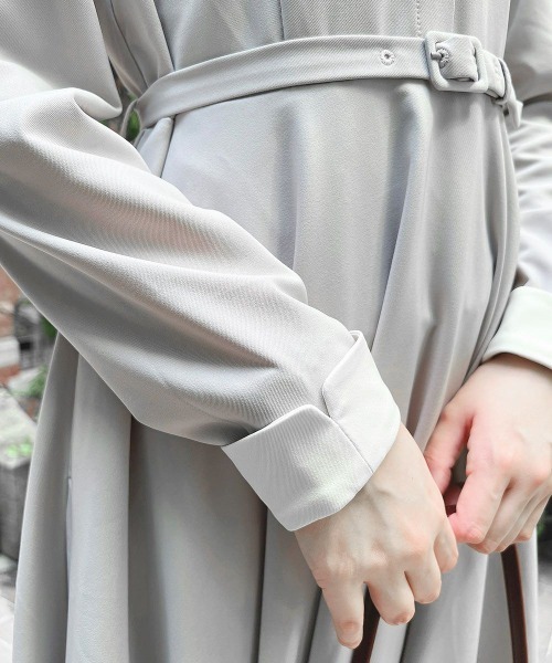 an another angelus(アンアナザーアンジェラス)の「リボンタイ付きクレリックサーキュラーワンピース/fint フィント(ワンピース・レディース・ライトグレー/チャコールグレー・FREE)」の9枚目の写真