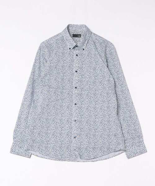 TAKA-Q(タカキュー)の「シャツ メンズ 長袖 ストレッチ 綿混 プリント ボタンダウン (シャツ/ブラウス・メンズ・ホワイト/ネイビー・MEDIUM/LARGE/X-LARGE)」の4枚目の写真