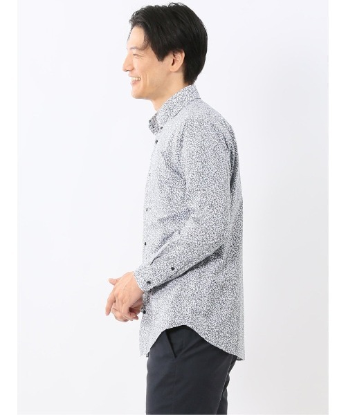 TAKA-Q(タカキュー)の「シャツ メンズ 長袖 ストレッチ 綿混 プリント ボタンダウン (シャツ/ブラウス・メンズ・ホワイト/ネイビー・MEDIUM/LARGE/X-LARGE)」の5枚目の写真
