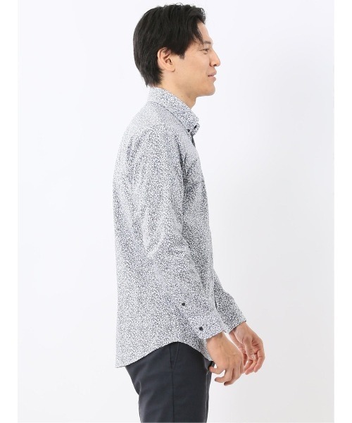 TAKA-Q(タカキュー)の「シャツ メンズ 長袖 ストレッチ 綿混 プリント ボタンダウン (シャツ/ブラウス・メンズ・ホワイト/ネイビー・MEDIUM/LARGE/X-LARGE)」の7枚目の写真