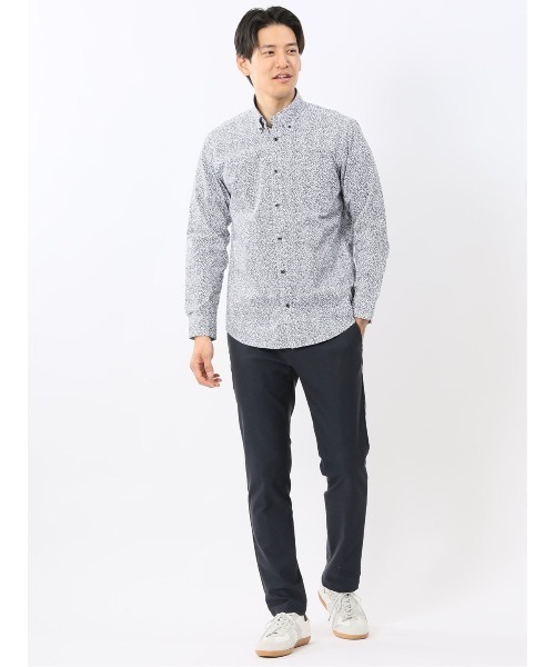 TAKA-Q(タカキュー)の「シャツ メンズ 長袖 ストレッチ 綿混 プリント ボタンダウン (シャツ/ブラウス・メンズ・ホワイト/ネイビー・MEDIUM/LARGE/X-LARGE)」の8枚目の写真