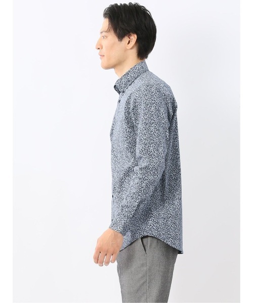TAKA-Q(タカキュー)の「シャツ メンズ 長袖 ストレッチ 綿混 プリント ボタンダウン (シャツ/ブラウス・メンズ・ホワイト/ネイビー・MEDIUM/LARGE/X-LARGE)」の15枚目の写真