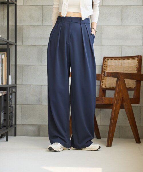 gemeil(ジェムイル)の「【Yukina企画】タックワイドパンツ(IF-324)(その他パンツ・レディース・ブラック/ベージュ/ネイビー・TM/FREE)」の3枚目の写真