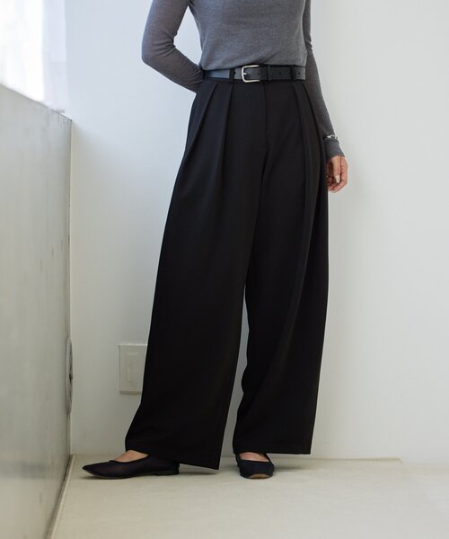 gemeil(ジェムイル)の「【Yukina企画】タックワイドパンツ(IF-324)(その他パンツ・レディース・ブラック/ベージュ/ネイビー・TM/FREE)」の2枚目の写真