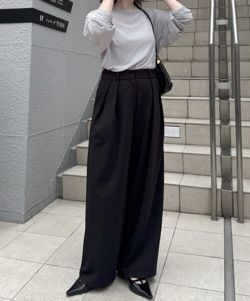 gemeil(ジェムイル)の「【Yukina企画】タックワイドパンツ(IF-324)(その他パンツ・レディース・ブラック/ベージュ/ネイビー・TM/FREE)」の5枚目の写真