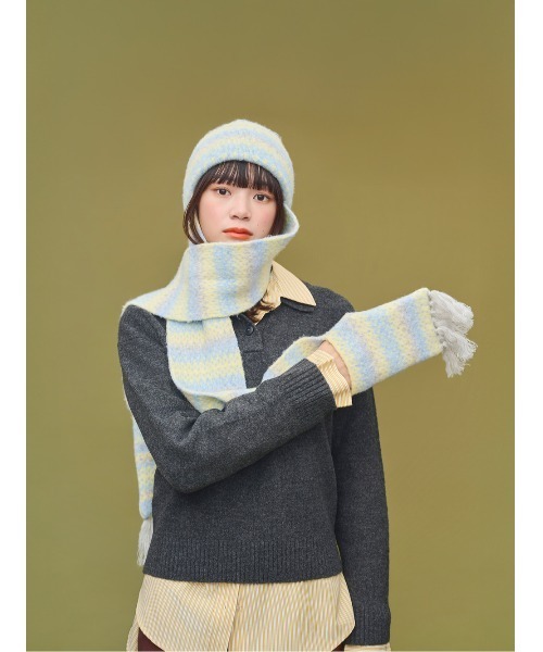 OVERRIDE(オーバーライド)の「OVERRIDE x TOMII WINTER SCARF WATCH / オーバーライド(ニットキャップ/ビーニー・レディース・レッド/イエロー・57~59cm)」の3枚目の写真
