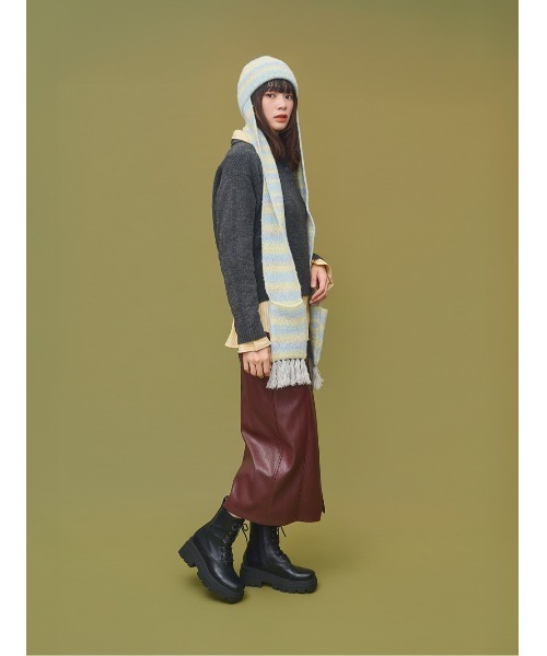 OVERRIDE(オーバーライド)の「OVERRIDE x TOMII WINTER SCARF WATCH / オーバーライド(ニットキャップ/ビーニー・レディース・レッド/イエロー・57~59cm)」の4枚目の写真