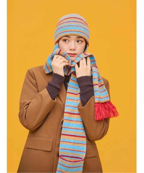 OVERRIDE(オーバーライド)の「OVERRIDE x TOMII WINTER SCARF WATCH / オーバーライド(ニットキャップ/ビーニー・レディース・レッド/イエロー・57~59cm)」の7枚目の写真