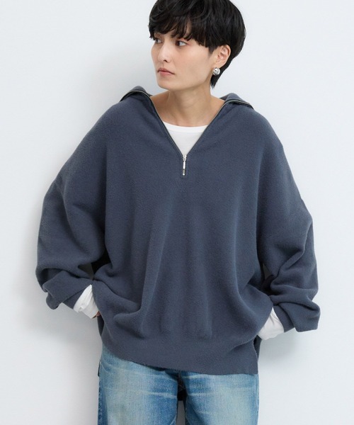 BARNYARDSTORM（バンヤードストーム）の「BARNYARDSTORM / フロントZIPシャギーニット / ハンドウォッシャブル（ニット/セーター・レディース・ブルーグレー/アイボリー・FREE）」の17枚目の写真