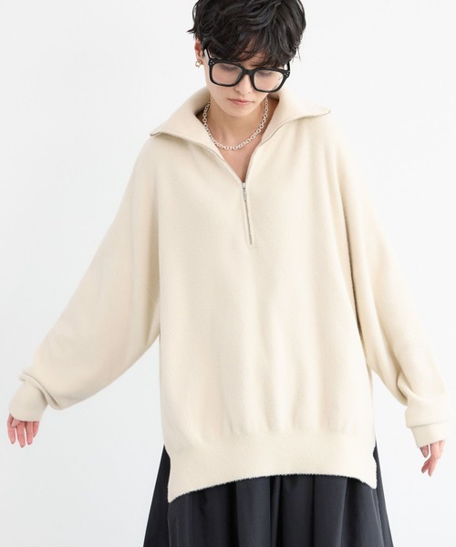 BARNYARDSTORM（バンヤードストーム）の「BARNYARDSTORM / フロントZIPシャギーニット / ハンドウォッシャブル（ニット/セーター・レディース・ブルーグレー/アイボリー・FREE）」の22枚目の写真