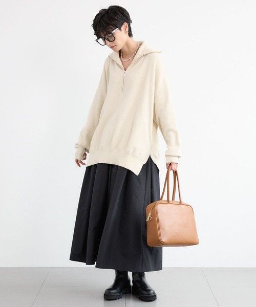 BARNYARDSTORM（バンヤードストーム）の「BARNYARDSTORM / フロントZIPシャギーニット / ハンドウォッシャブル（ニット/セーター・レディース・ブルーグレー/アイボリー・FREE）」の4枚目の写真