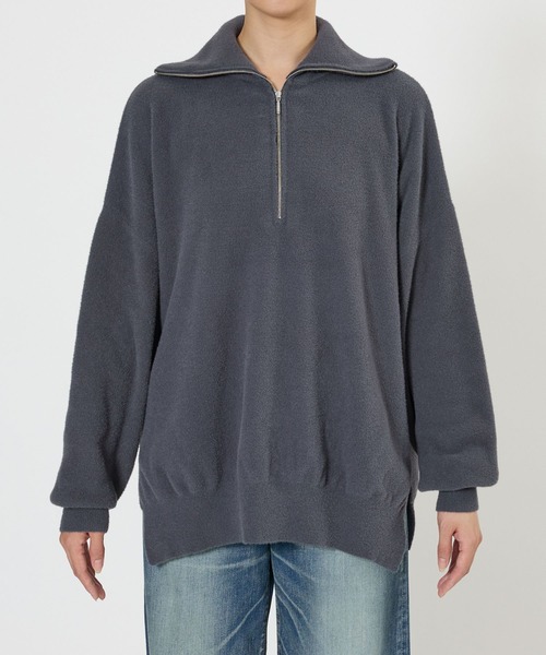 BARNYARDSTORM（バンヤードストーム）の「BARNYARDSTORM / フロントZIPシャギーニット / ハンドウォッシャブル（ニット/セーター・レディース・ブルーグレー/アイボリー・FREE）」の5枚目の写真