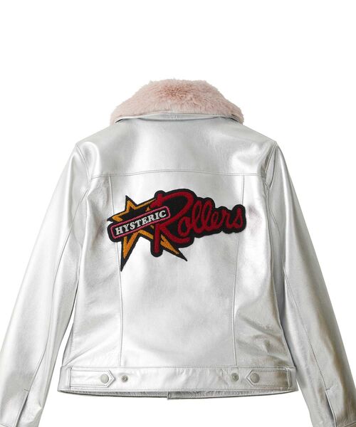 HYSTERIC GLAMOUR レザージャケット 75 ワッペンロゴ CAFE RACERワッペン ラムレザーシングルライダースジャケット