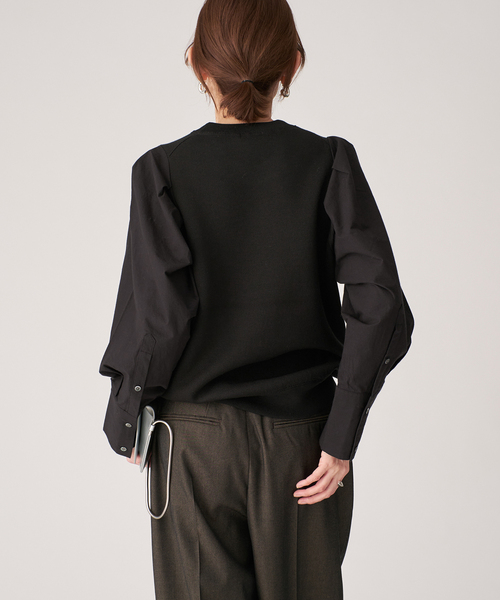 VERMEIL par iena（ヴェルメイユパーイエナ）の「Combi Sleeve Knit（ニット/セーター・レディース・ホワイト/ブラック・FREE）」の22枚目の写真