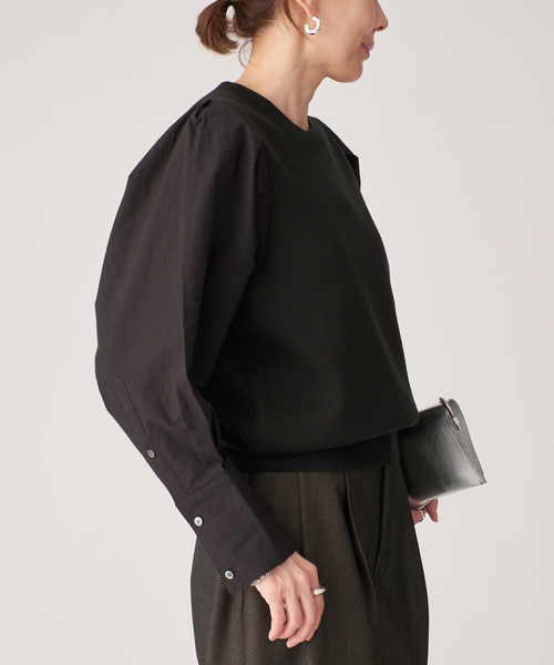 VERMEIL par iena（ヴェルメイユパーイエナ）の「Combi Sleeve Knit（ニット/セーター・レディース・ホワイト/ブラック・FREE）」の21枚目の写真