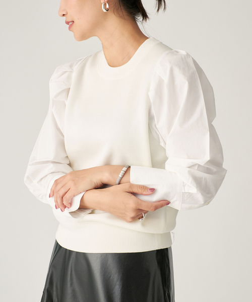 VERMEIL par iena（ヴェルメイユパーイエナ）の「Combi Sleeve Knit（ニット/セーター・レディース・ホワイト/ブラック・FREE）」の17枚目の写真