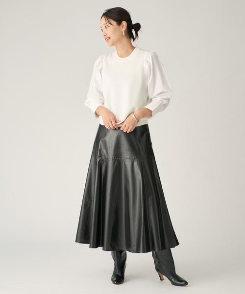 VERMEIL par iena（ヴェルメイユパーイエナ）の「Combi Sleeve Knit（ニット/セーター・レディース・ホワイト/ブラック・FREE）」の15枚目の写真