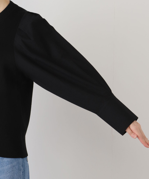 VERMEIL par iena（ヴェルメイユパーイエナ）の「Combi Sleeve Knit（ニット/セーター・レディース・ホワイト/ブラック・FREE）」の8枚目の写真