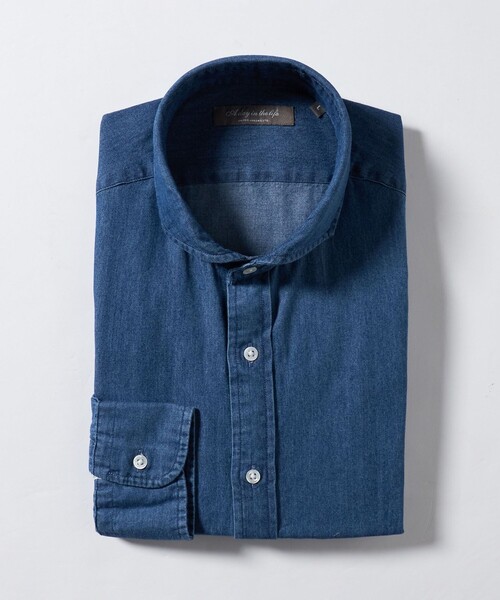 A DAY IN THE LIFE UNITED ARROWS(アデイインザライフユナイテッドアローズ)の「インディゴ ツイル カッタウェイカラーシャツ<A DAY IN THE LIFE>(シャツ/ブラウス・メンズ・コバルトブルー/ロイヤルブルー/ブラック・XL/S/M/L)」の2枚目の写真