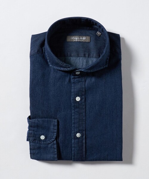 A DAY IN THE LIFE UNITED ARROWS(アデイインザライフユナイテッドアローズ)の「インディゴ ツイル カッタウェイカラーシャツ<A DAY IN THE LIFE>(シャツ/ブラウス・メンズ・コバルトブルー/ロイヤルブルー/ブラック・XL/S/M/L)」の3枚目の写真