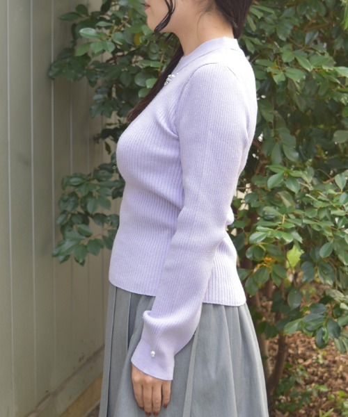 axes femme（アクシーズファム）の「ランダムビジュー装飾ニット（ニット/セーター・レディース・ブラック/ワイン/ラベンダー/ホワイト・FREE）」の6枚目の写真
