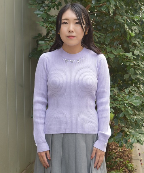 axes femme（アクシーズファム）の「ランダムビジュー装飾ニット（ニット/セーター・レディース・ブラック/ワイン/ラベンダー/ホワイト・FREE）」の8枚目の写真