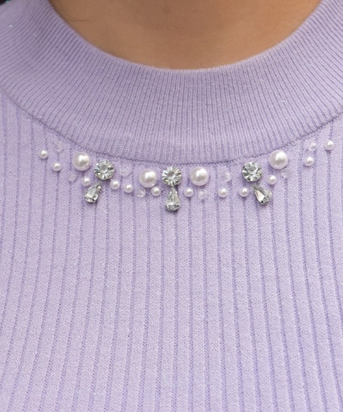 axes femme（アクシーズファム）の「ランダムビジュー装飾ニット（ニット/セーター・レディース・ブラック/ワイン/ラベンダー/ホワイト・FREE）」の9枚目の写真