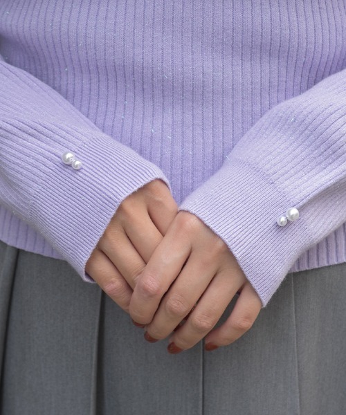 axes femme（アクシーズファム）の「ランダムビジュー装飾ニット（ニット/セーター・レディース・ブラック/ワイン/ラベンダー/ホワイト・FREE）」の10枚目の写真