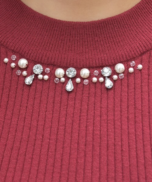 axes femme（アクシーズファム）の「ランダムビジュー装飾ニット（ニット/セーター・レディース・ブラック/ワイン/ラベンダー/ホワイト・FREE）」の13枚目の写真