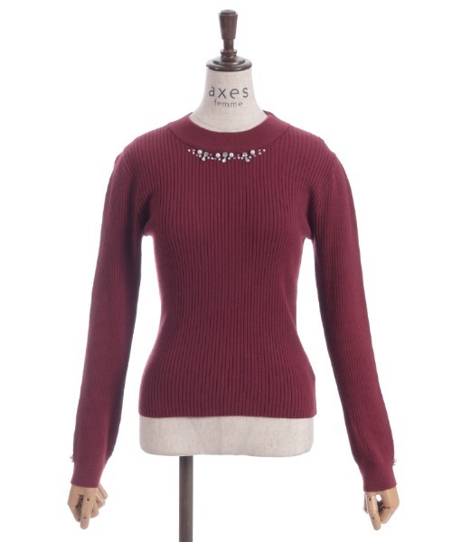 axes femme（アクシーズファム）の「ランダムビジュー装飾ニット（ニット/セーター・レディース・ブラック/ワイン/ラベンダー/ホワイト・FREE）」の14枚目の写真