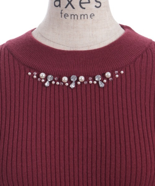 axes femme（アクシーズファム）の「ランダムビジュー装飾ニット（ニット/セーター・レディース・ブラック/ワイン/ラベンダー/ホワイト・FREE）」の17枚目の写真