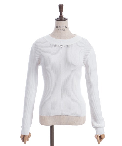 axes femme（アクシーズファム）の「ランダムビジュー装飾ニット（ニット/セーター・レディース・ブラック/ワイン/ラベンダー/ホワイト・FREE）」の21枚目の写真