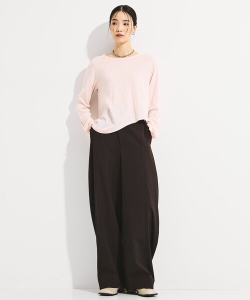 STUDIOUS(ステュディオス)の「【STUDIOUS/ステュディオス】SHOULDER SNAP LONG SLEEVE TEE/ショルダースナップロングTシャツ(Tシャツ/カットソー・レディース・ブラック/ピンク/ホワイト・FREE)」の6枚目の写真