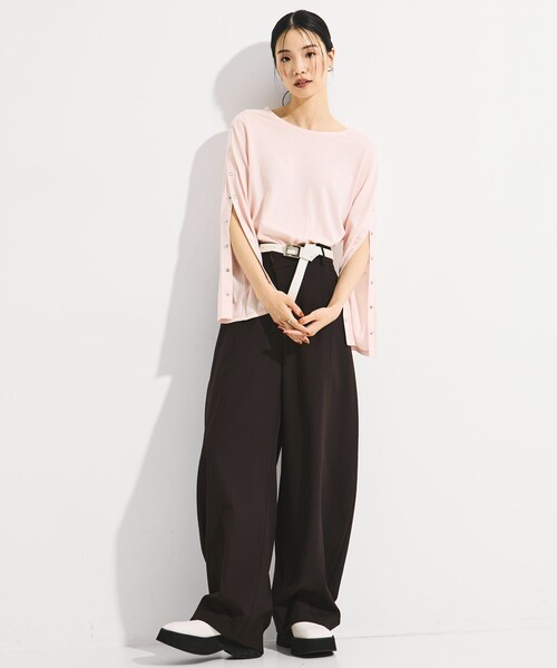 STUDIOUS(ステュディオス)の「【STUDIOUS/ステュディオス】SHOULDER SNAP LONG SLEEVE TEE/ショルダースナップロングTシャツ(Tシャツ/カットソー・レディース・ブラック/ピンク/ホワイト・FREE)」の9枚目の写真