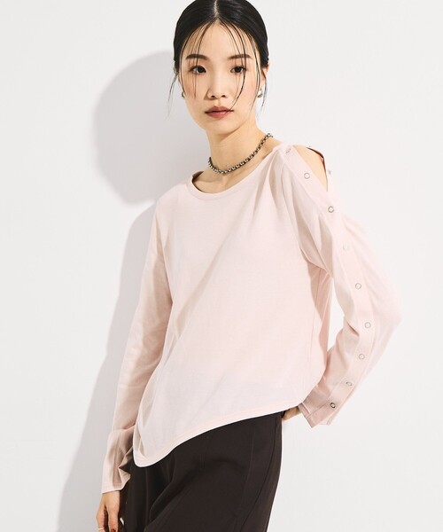 STUDIOUS(ステュディオス)の「【STUDIOUS/ステュディオス】SHOULDER SNAP LONG SLEEVE TEE/ショルダースナップロングTシャツ(Tシャツ/カットソー・レディース・ブラック/ピンク/ホワイト・FREE)」の8枚目の写真