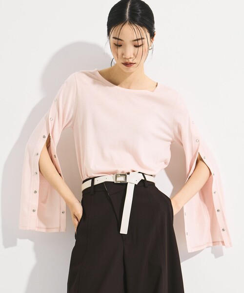 STUDIOUS(ステュディオス)の「【STUDIOUS/ステュディオス】SHOULDER SNAP LONG SLEEVE TEE/ショルダースナップロングTシャツ(Tシャツ/カットソー・レディース・ブラック/ピンク/ホワイト・FREE)」の7枚目の写真