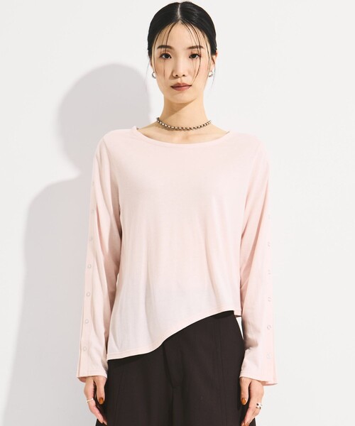 STUDIOUS(ステュディオス)の「【STUDIOUS/ステュディオス】SHOULDER SNAP LONG SLEEVE TEE/ショルダースナップロングTシャツ(Tシャツ/カットソー・レディース・ブラック/ピンク/ホワイト・FREE)」の10枚目の写真