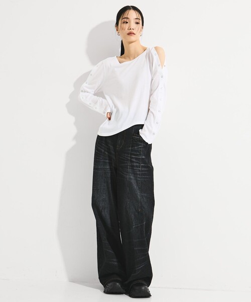 STUDIOUS(ステュディオス)の「【STUDIOUS/ステュディオス】SHOULDER SNAP LONG SLEEVE TEE/ショルダースナップロングTシャツ(Tシャツ/カットソー・レディース・ブラック/ピンク/ホワイト・FREE)」の21枚目の写真