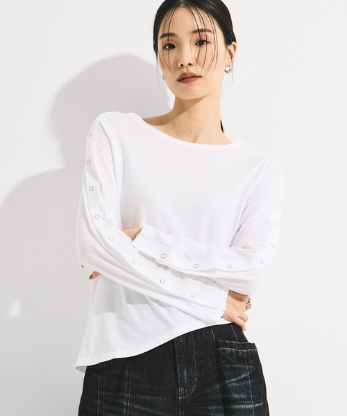 STUDIOUS(ステュディオス)の「【STUDIOUS/ステュディオス】SHOULDER SNAP LONG SLEEVE TEE/ショルダースナップロングTシャツ(Tシャツ/カットソー・レディース・ブラック/ピンク/ホワイト・FREE)」の20枚目の写真