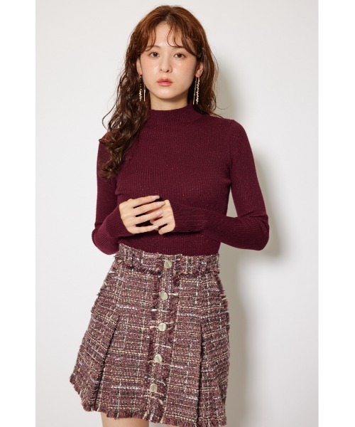 rienda（リエンダ）の「サムホール付きウォッシャブルハイネックニットトップス  秋服 冬服（ニット/セーター・レディース・バーガンディー・MEDIUM/SMALL）」の2枚目の写真