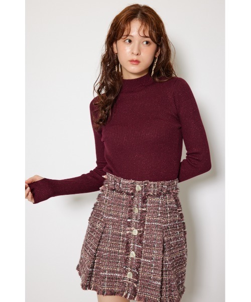 rienda（リエンダ）の「サムホール付きウォッシャブルハイネックニットトップス  秋服 冬服（ニット/セーター・レディース・バーガンディー・MEDIUM/SMALL）」の3枚目の写真