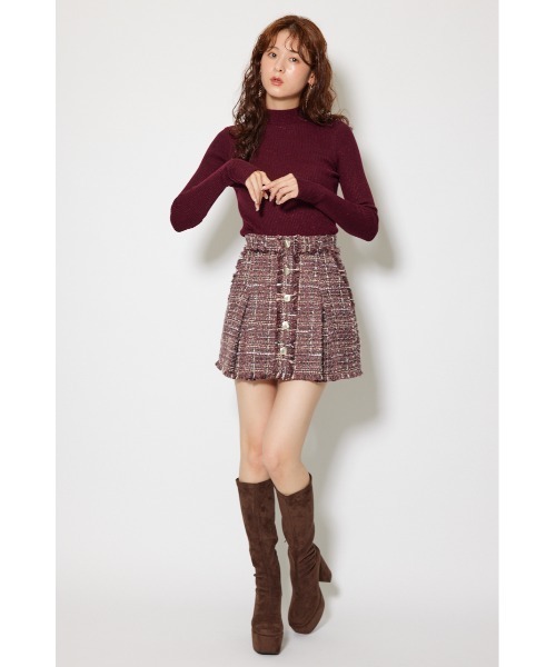 rienda（リエンダ）の「サムホール付きウォッシャブルハイネックニットトップス  秋服 冬服（ニット/セーター・レディース・バーガンディー・MEDIUM/SMALL）」の6枚目の写真